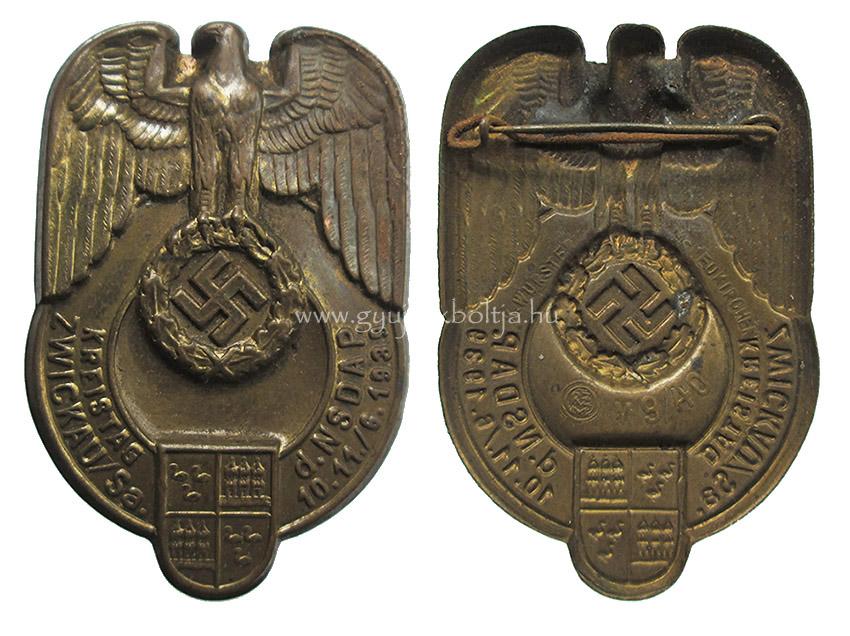 Németország NSDAP gyűlés Zwickau 1939 jelvény